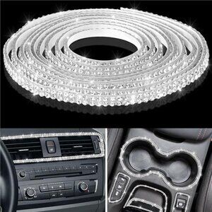 Car Trim Bling Self Adhesive Interior Exterior Rhinestone 16.4 Feet White